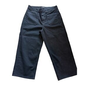 Quince Bella Stretch Patch Pocket Wide Leg Pants Size 32/24 Black Organic Cotton